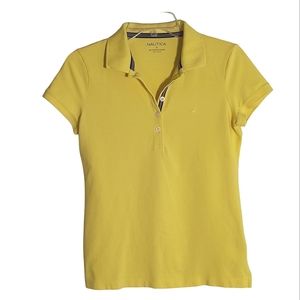 Nautica yellow Short Sleeve  1/4 button down polo shirt sz: S